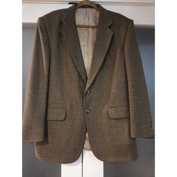 Stafford Lambswool Blazer Sz 43R Check Tweed Plaid Sport Coat - Picture 1 of 15